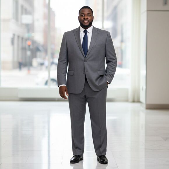 Egara Gray Wool Career Formal Suit